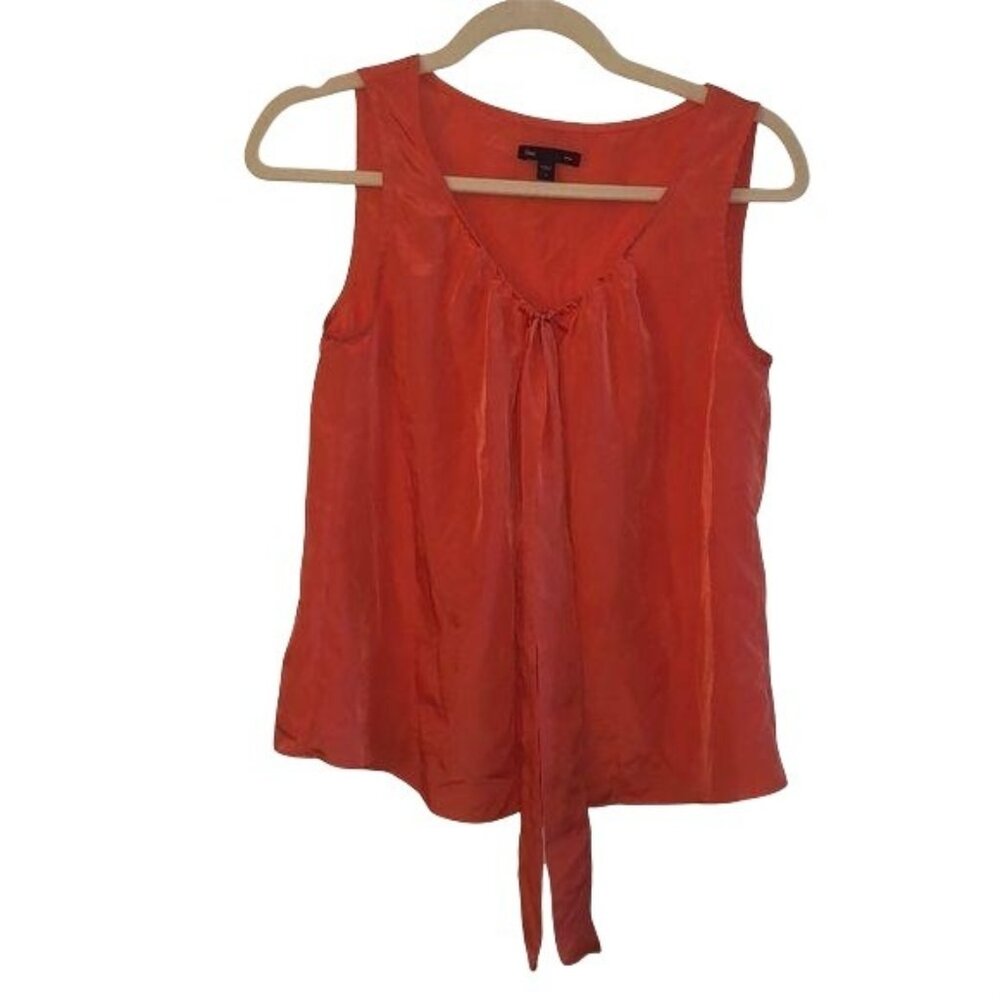 Gap Sleeveless Orange Coral Blouse With Front Tie Detail Size S